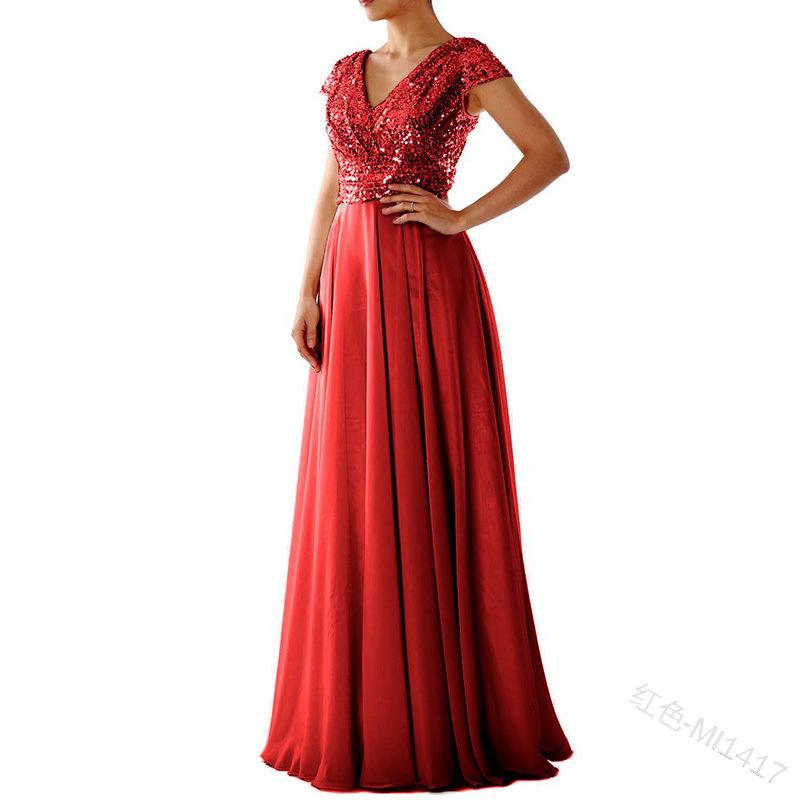 Ball-Abendkleid aus Chiffon mit Ausschnitt und Schlitz für Damen XXXL rot