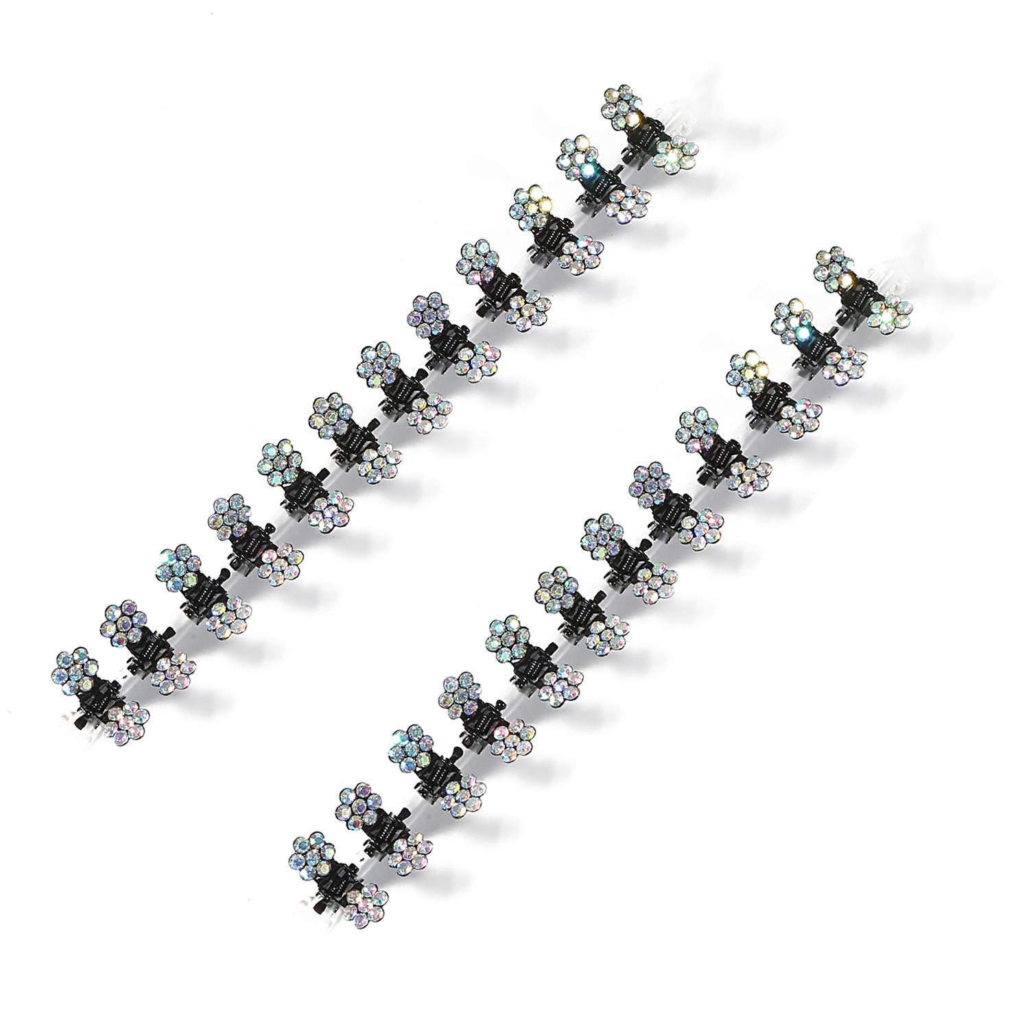 12PCS Mädchen Kleine Kristall Blumen Metall Haar Krallen Kinder Mini Strass Haar Klemme Kinder Haar Oranment Clips Baby Haarnadeln weiß