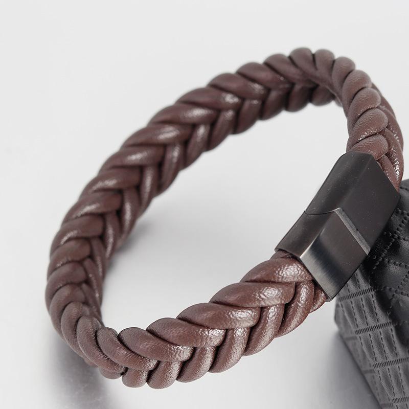 Neues mehrlagiges geflochtenes Punk-Armband Leder Magnetknopf-Armband Paar-Armband