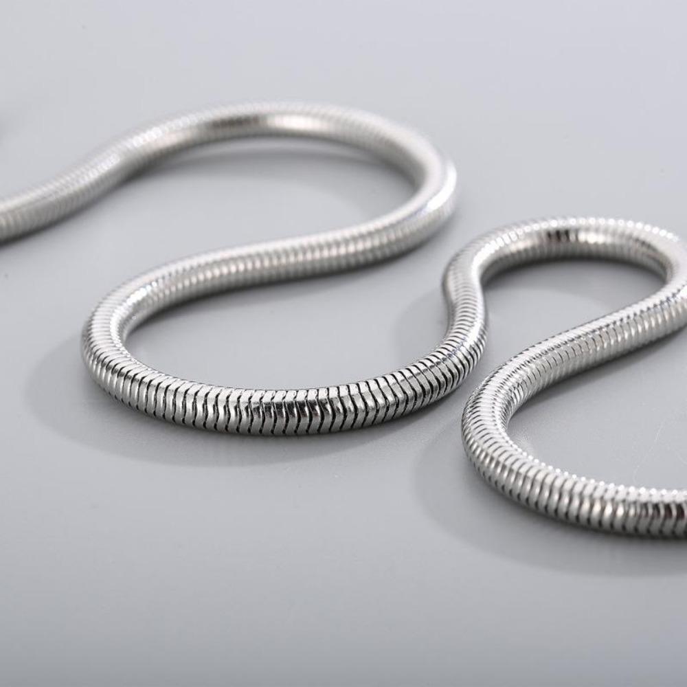 Edelstahl Runde Schlange Kette Anhänger Halskette Titan Stahl Schlüsselbein Kette Für Männer Frauen Halskette Schmuck 5mm-60cm silber