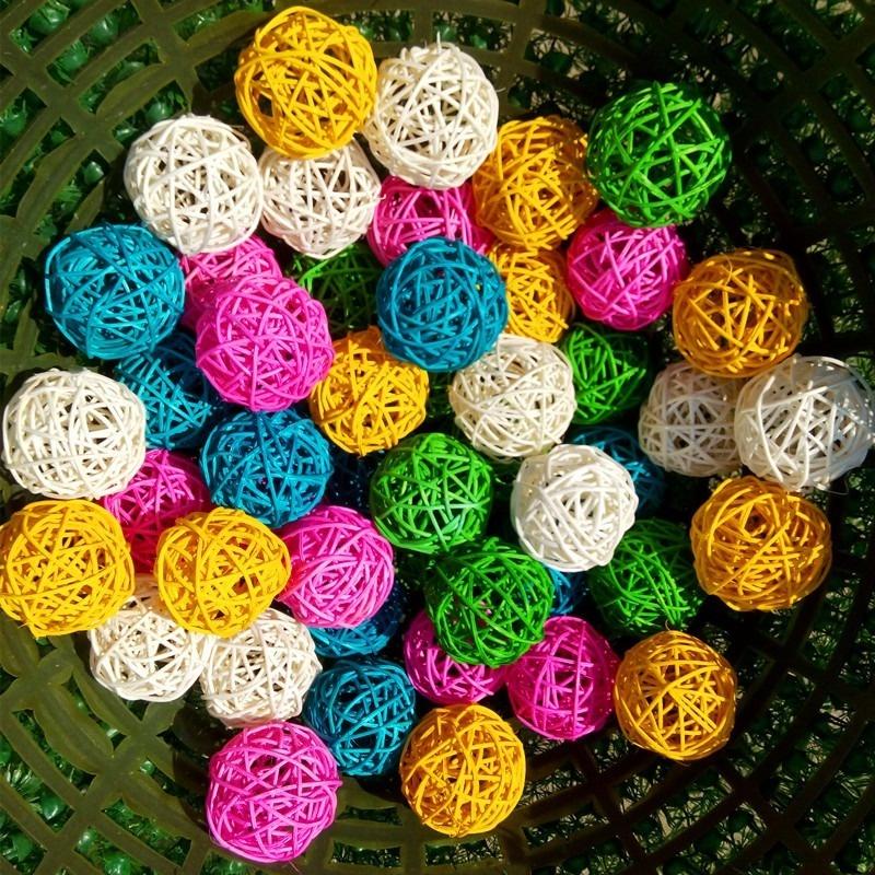10 Stück/Charge Papageien-Kauspielzeugball, Primärfarbe, Sepak Takraw, Haustier-Vogelfuß/Fußkratzer/Fußspielzeug, Haustier-Kauspielzeug Random Color 10pcs