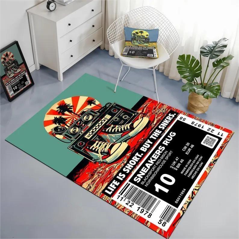 Sneaker Box Teppichmatte Teppich Rutschfest Heimdekoration Fußmatte Teppich Heim Schlafzimmer Dekor Teppiche für Wohnzimmer Teppiche für Schlafzimmer 80X120CM