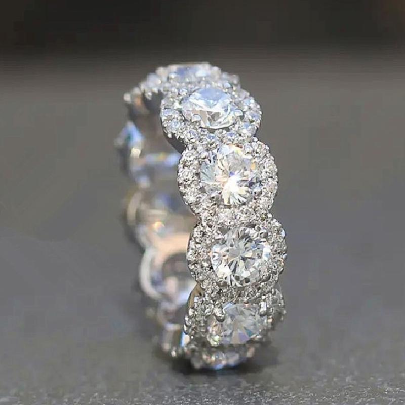 Funkelnde Zirkonia Verlobungsringe für Damen Hochzeitsbänder Silberfarbe Neue moderne Mode Damenschmuck 6 gray