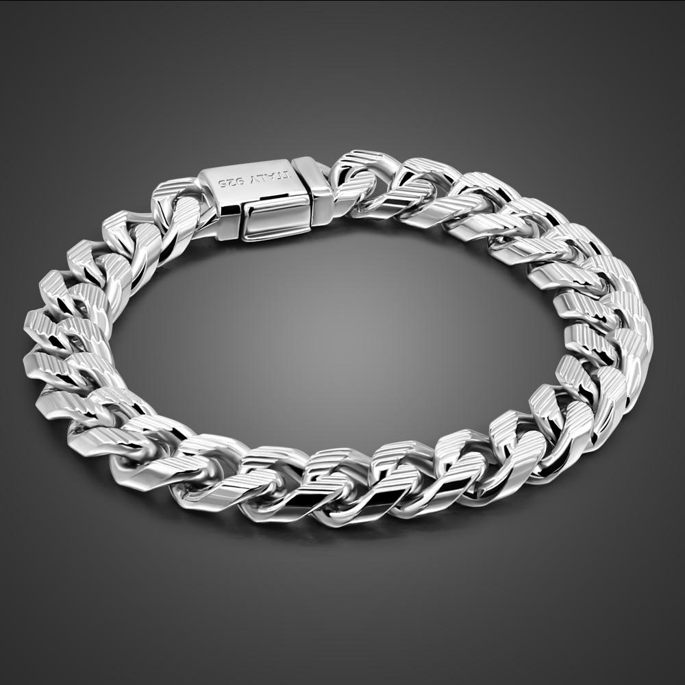 Herren Echtes 100% 925 Sterling Silber Armbänder Panzerkette Kubanische Kette 10 MM 7-10 Zoll Italien Silber Armbänder Punk Edlen Schmuck Geschenk 9 .5inches