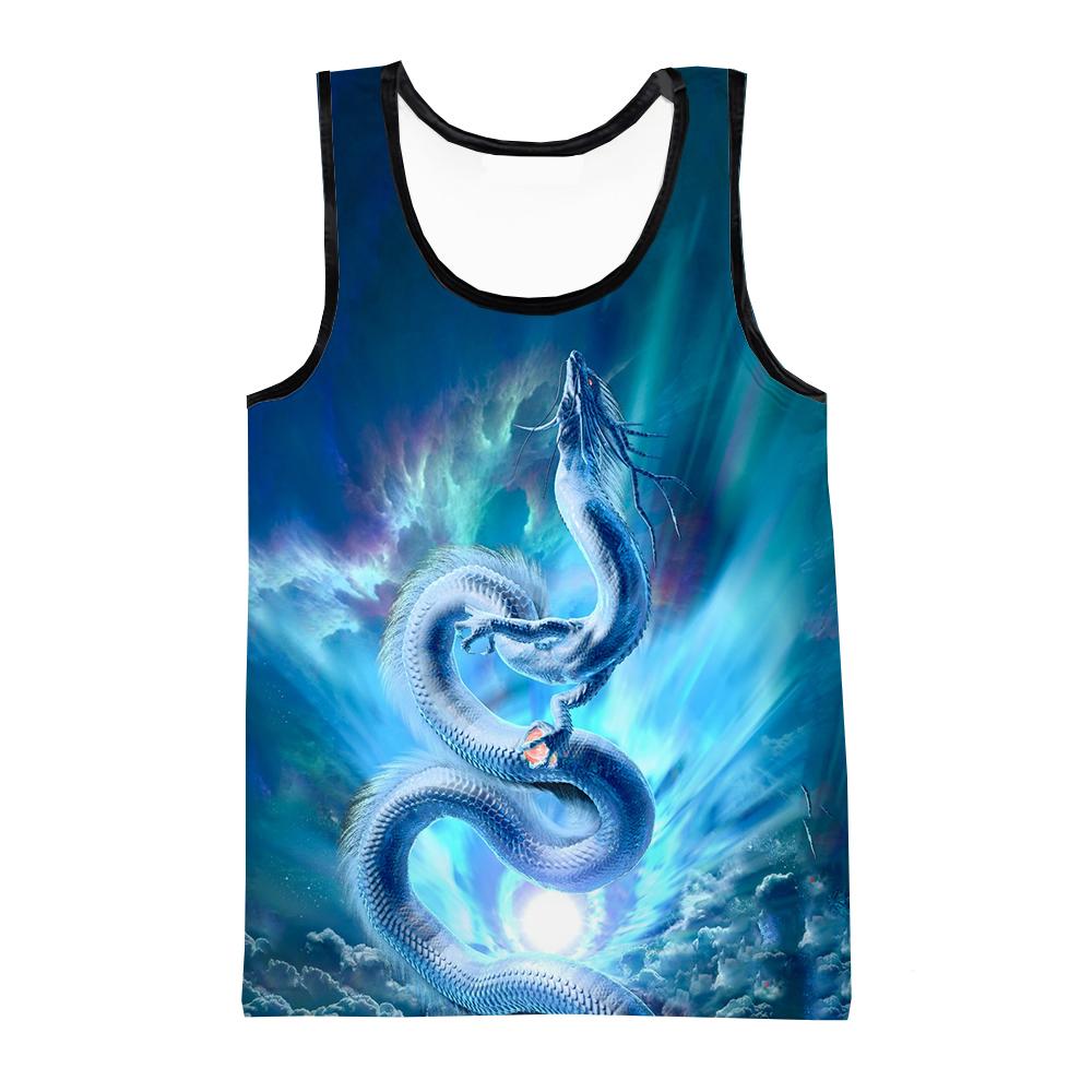 Drache 3D Druck Tanktops Herrenmode Streetwear Übergroß Ärmelloses Tanktop Bodybuilding Fitnessstudio Männervest Herrenbekleidung 3XL blue