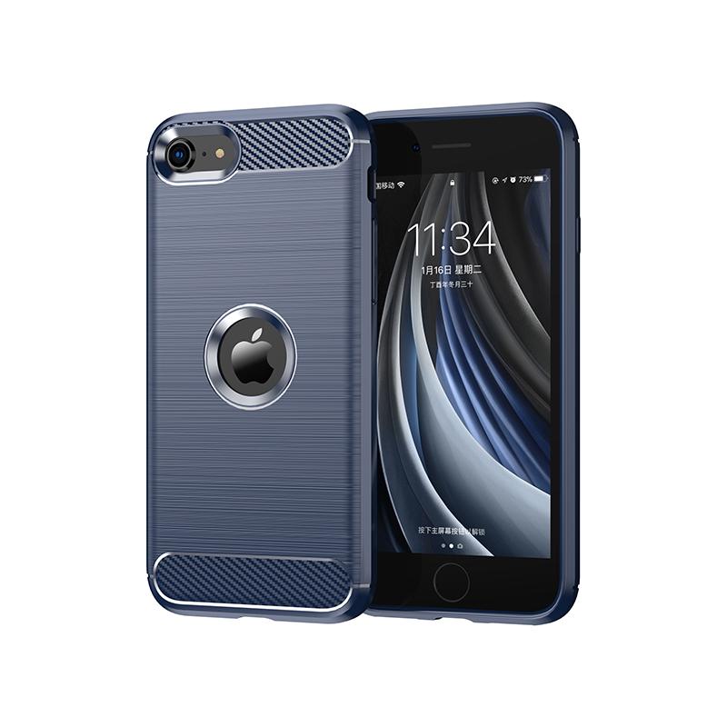Für iPhone SE2 Hülle Für Apple iPhone SE3 SE2 Hülle 4,7 Zoll Carbon Fiber Stoßfest Silikon Bumper Für iPhone SE 2022 2020 For iPhone SE 2022 blau
