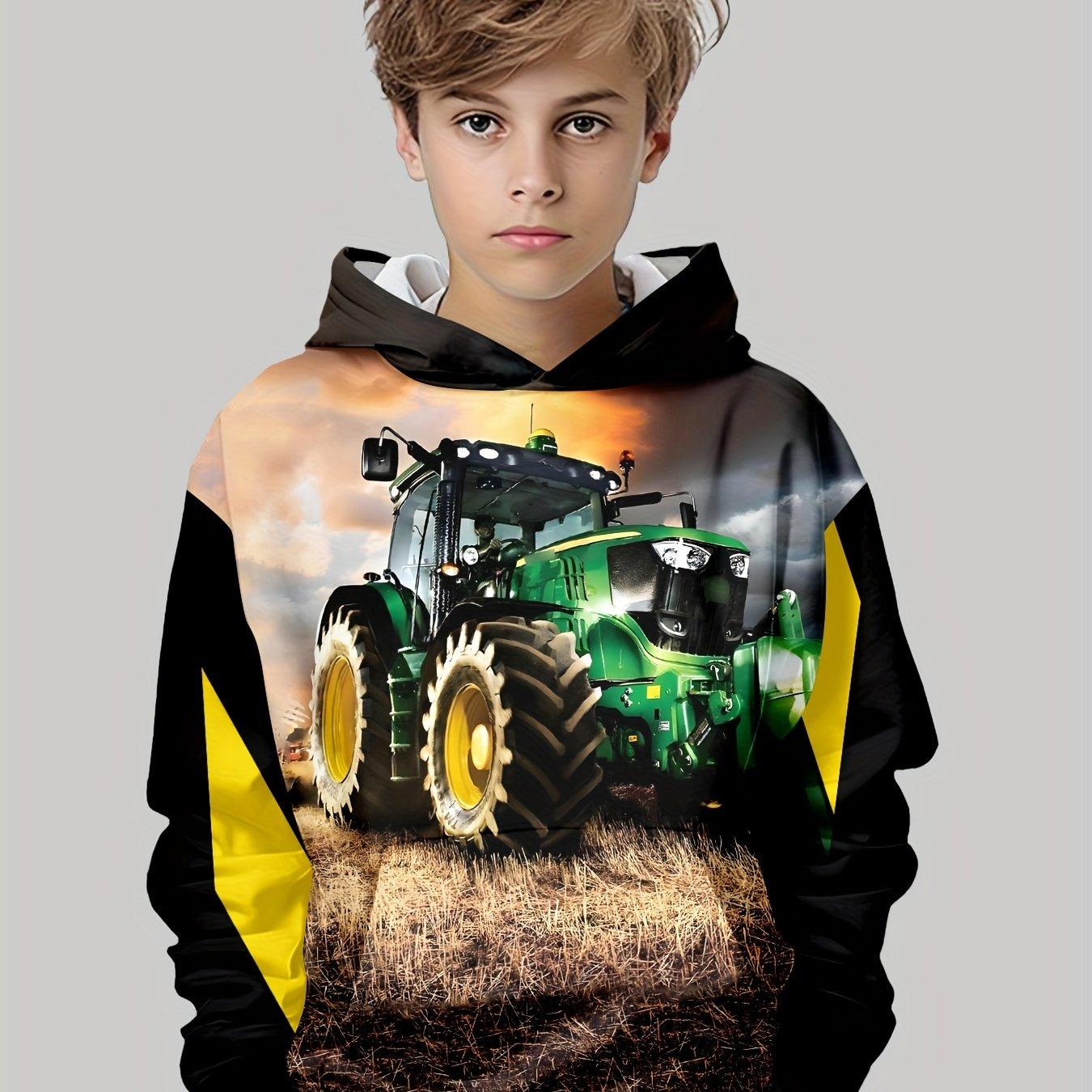 Kinderkleidung Hoodies Langarm Kinderkleidung Jungen Cartoon Kindermode Traktoren Print Mädchen Sommerkleidung Jungen Tops 140 black
