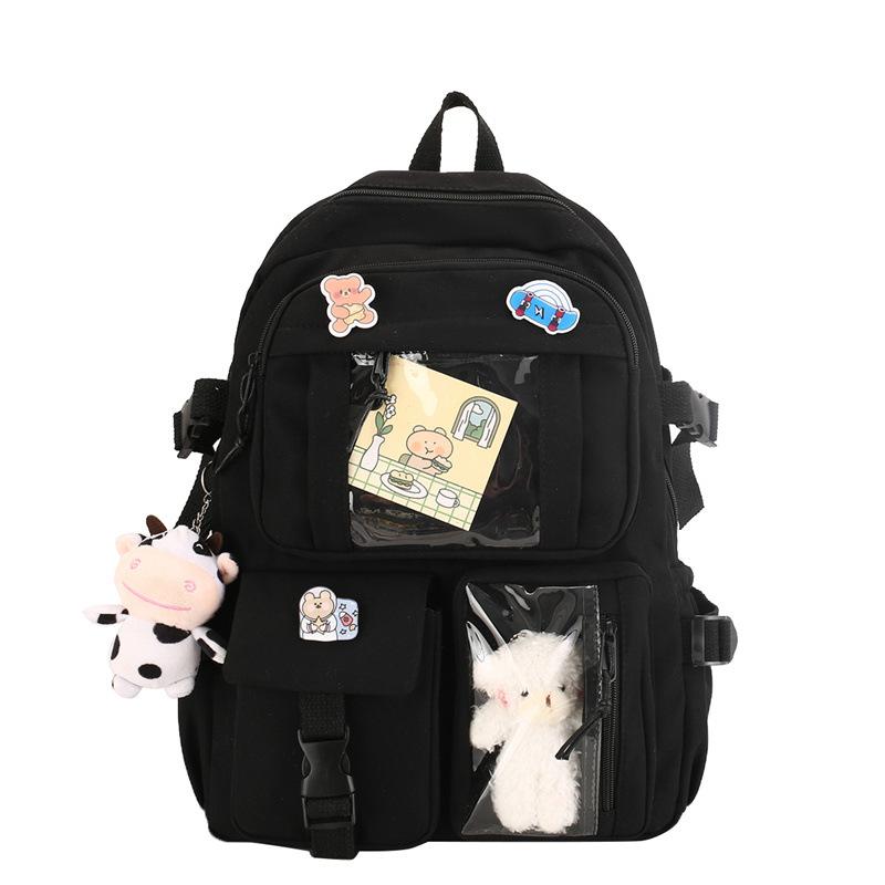 Mädchen Rucksack Niedliche Schultaschen für Schüler Teenager Taschen Laptop Rucksäcke schwarz