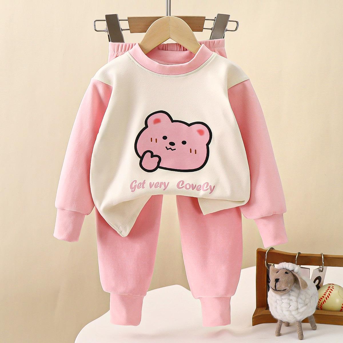 Kinder Herbst- & Winter Warmes Hausset: Babykleidung & Hosen für Jungen & Mädchen 80 cm pink