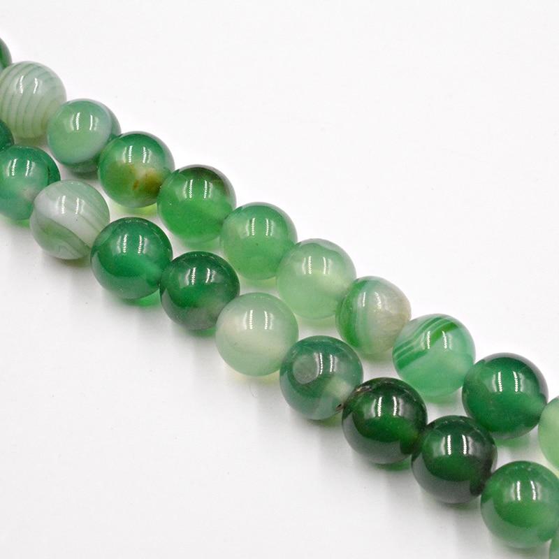 Natürliche Stein Frühling Grün Gebändert Streifen Onyx Achat Perlen 4-12mm Lose Edelsteine Perlen für Schmuck Machen Zubehör DIY 15'' Dia 12mm