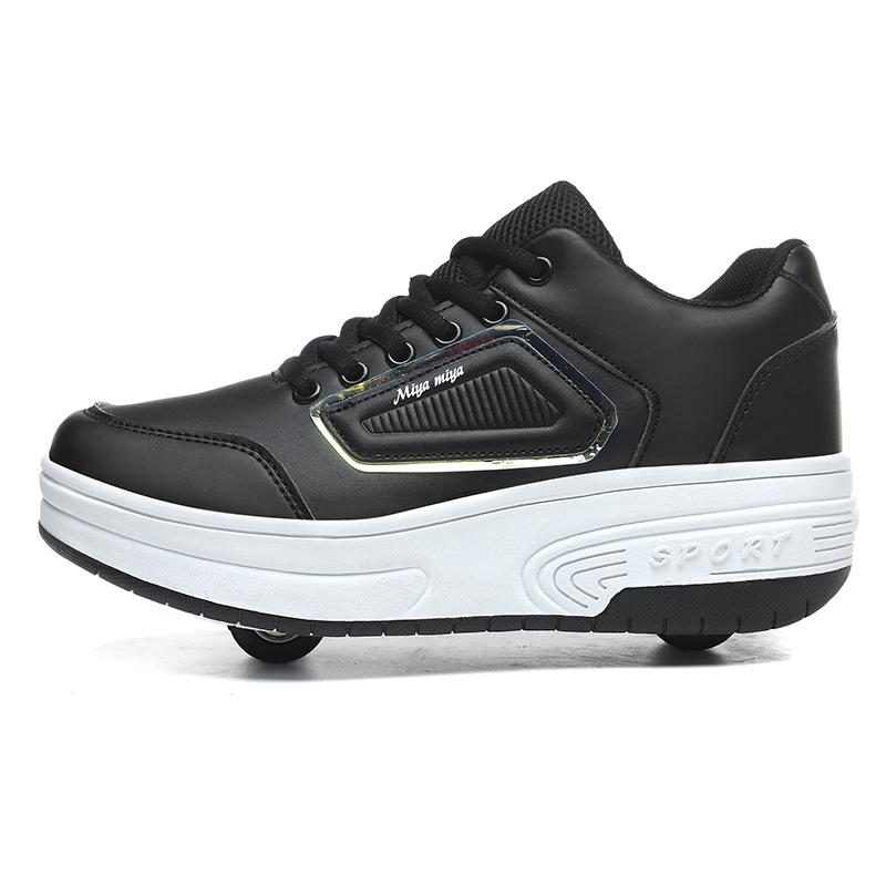 Rollschuhschuhe Kinder Sneakers mit Rollen Kinder Rollschuhe Outdoor-Sportschuhe 31 schwarz