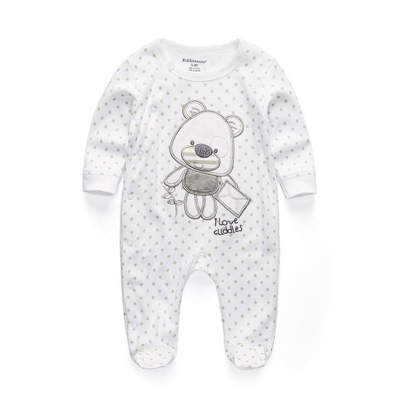 Jungen Mädchen Cartoon Gestreiften Druck Hause Strampler Pyjamas Neugeborenen Baby Kleidung 3M