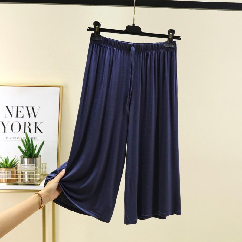 Übergröße 6XL Damen Modalhose Wadenlang Sommer Weitbein Hose Kordelzug Kurze Hose Lässige Homewear Hose 4XL