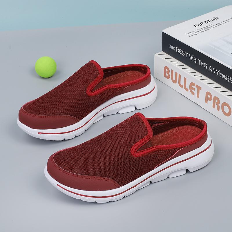 Herren-Hausschuhe, Netz, atmungsaktives EVA, ultraleicht, bequeme Hausschuhe, Damen-Hausschuhe in großen Größen 39 dunkelrote