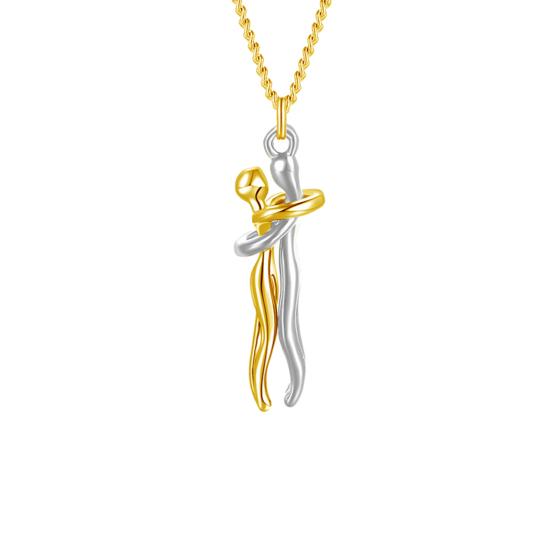 Hip Hop Umarmung Paar Anhänger Halskette Länge verstellbar Ihn Sie Umarmung Anhänger Halskette Jahrestag Schmuck Valentinstag Geschenk goldgelb
