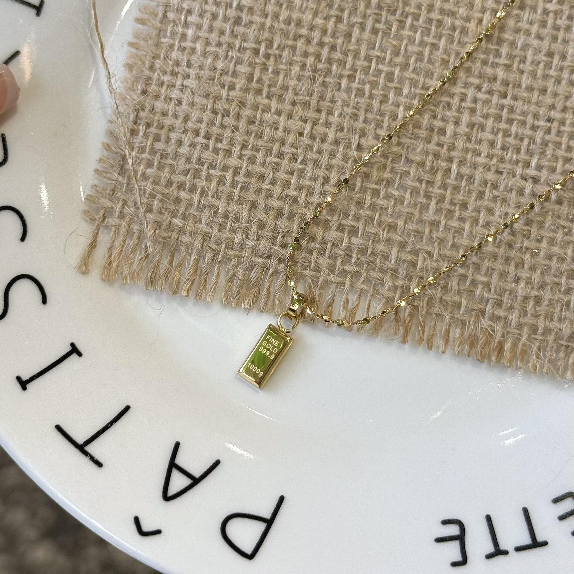 Titanstahl Goldbarren Halskette - Luxuriöse und vielseitige Schlüsselbein Kette für Damen