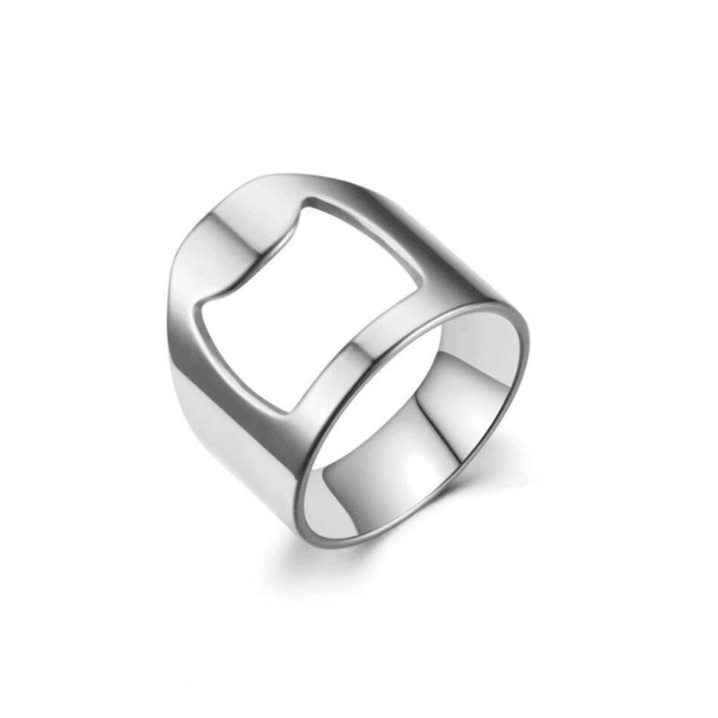 Stilvoller Titanstahl Flaschenöffner Ring mit drehbarer Kette - Perfekt für Paare Size 12