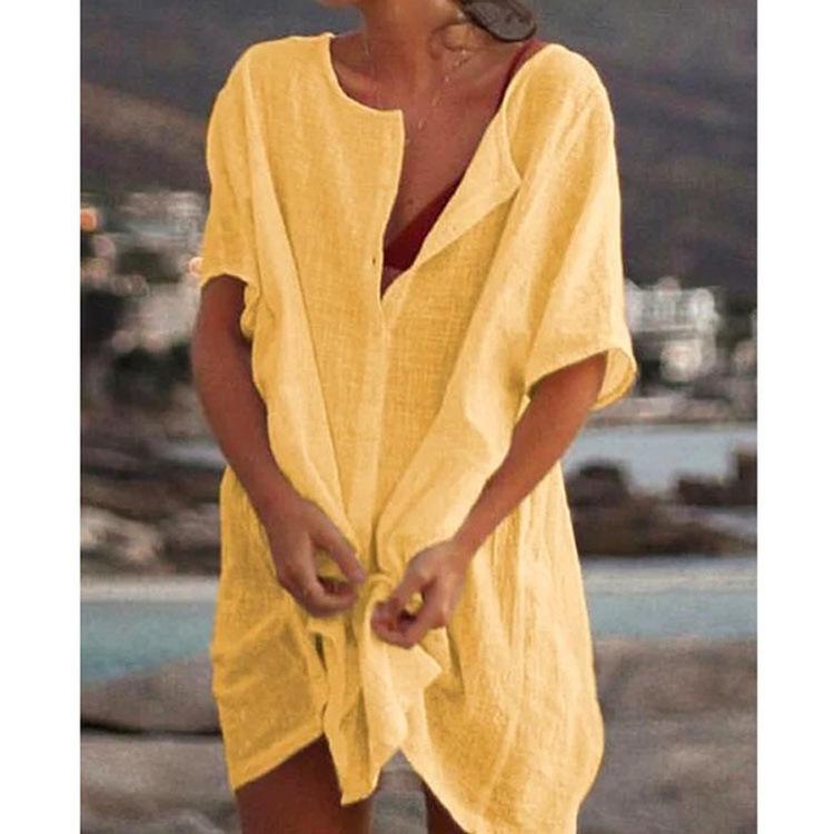 Frühlings- und Sommerkleider in Übergröße, modische Kleidung, lässige Kurzarmkleider für Damen, Strandkleidung, Robe Femme, Bademode, Überzug 8XL gelb