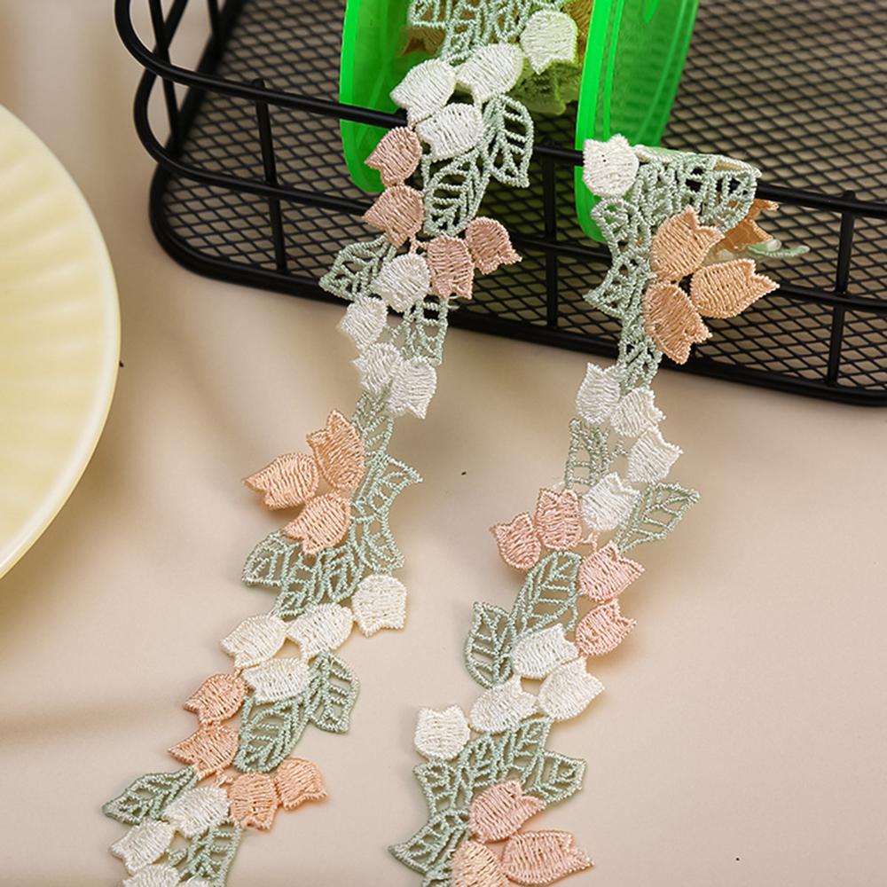 1 Yards lila orange Blumen Stickerei Spitze Guipure Band Applikation Hochzeitskleid Kopfschleier DIY Nähzubehör 3,7 cm breit rosa