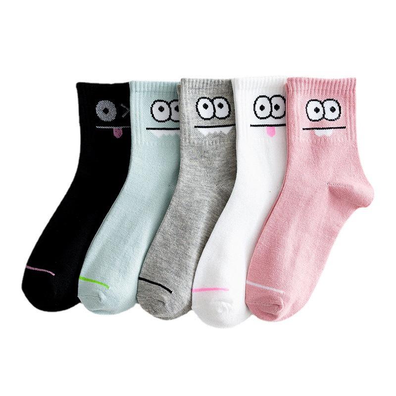 5 Paar Herbst- und Wintermodelle, Ins-Socken, weiblich, koreanischer Stil, Röhrensocken, Trend, College-Stil, Netz, rot, lange Röhre, weibliche Socken, Studenten-All-Match-Socken one size