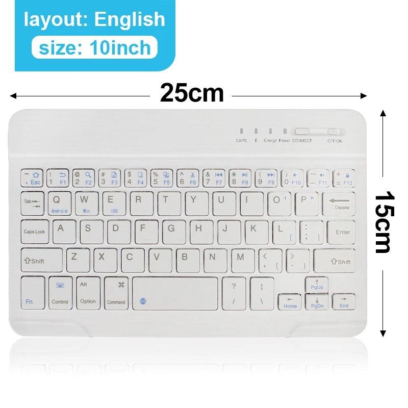 10-Zoll-kabellose Bluetooth-Tastatur, wiederaufladbare Gaming-Tastatur für Android IOS Windows English letters weiß