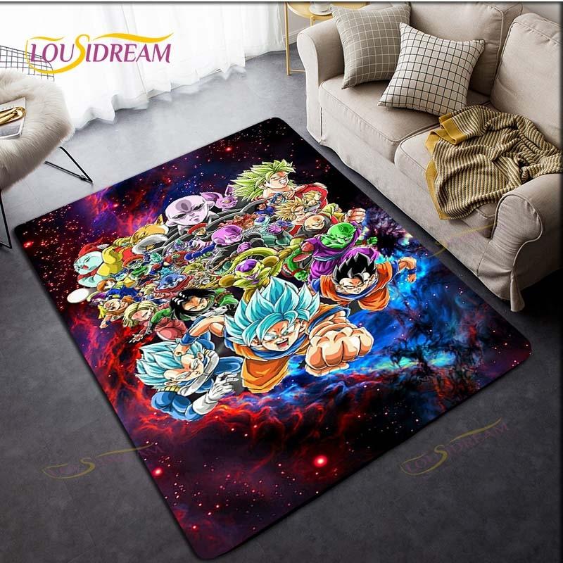 Dragon Ball Teppich Goku 3D-Druck Cartoon Teppich Wohnzimmer Schlafzimmer Bereich Teppich Kinderzimmer Spielen Krabbeln Bodenmatte 120cm x 160cm