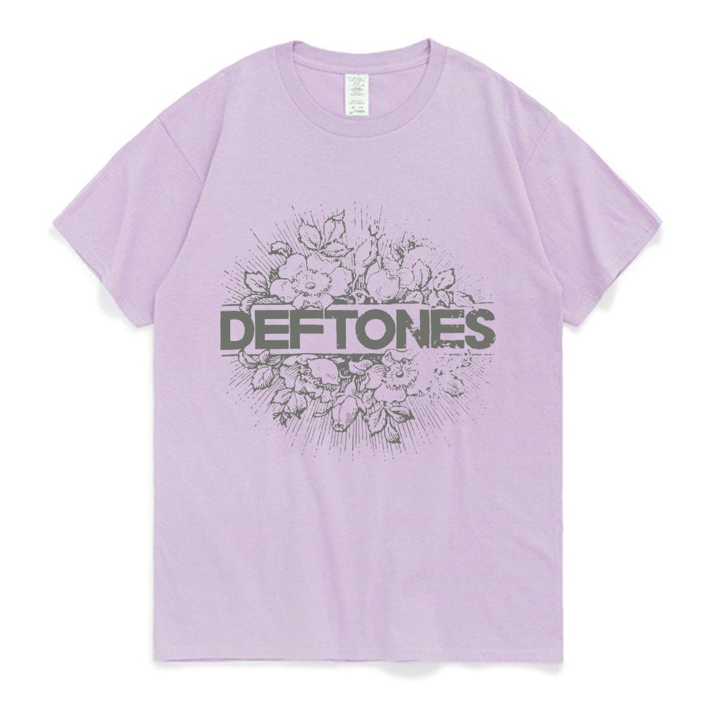 Punk Metal Rock Band Deftones Floral Burst Bild T-shirt Männer Straße Vintage Casual Baumwolle T Shirt Gothic Harajuku T Hemd männlich M licht lila