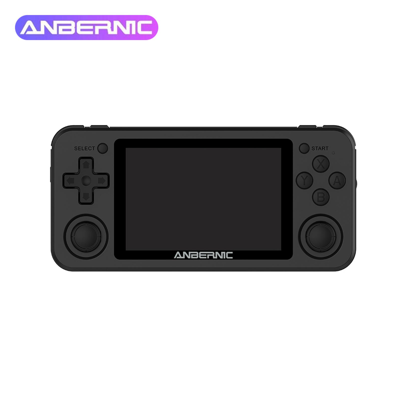 ANBERNIC Handheld-Spielekonsole, tragbare Spielekonsole mit 3,5-Zoll-IPS-Bildschirm, doppelter 3D-Wippe schwarz