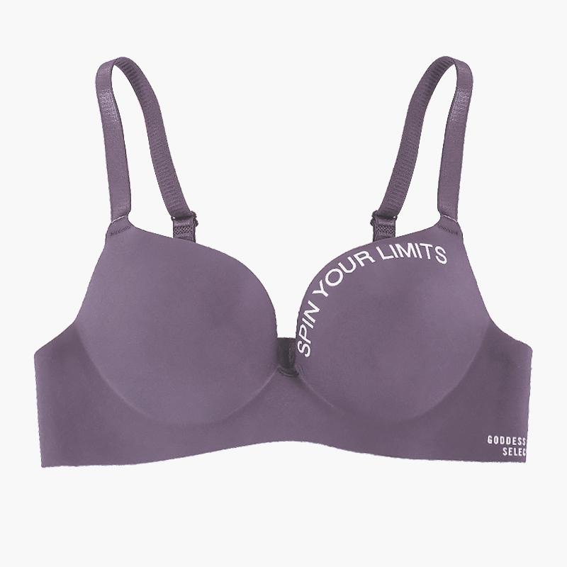 Frauen Nahtlose Bh Sexy Unterwäsche Push-Up Drahtlose Bralette Unterwäsche Mode Brief Muster Weibliche Dessous Bhs für Frauen 38/85AB violett