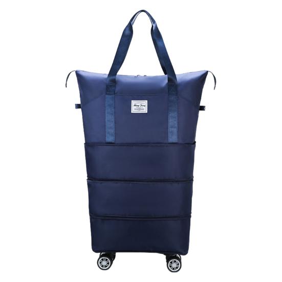 Reise-Seesack mit abnehmbaren Rädern, großes Fassungsvermögen, Trocken- und Nasstrennung, wasserdichter Oxford-Stoff, Outdoor-Übernacht-Gepäck-Koffer für Fitnessstudio, Training Unfolded 87cm dunkelblaue