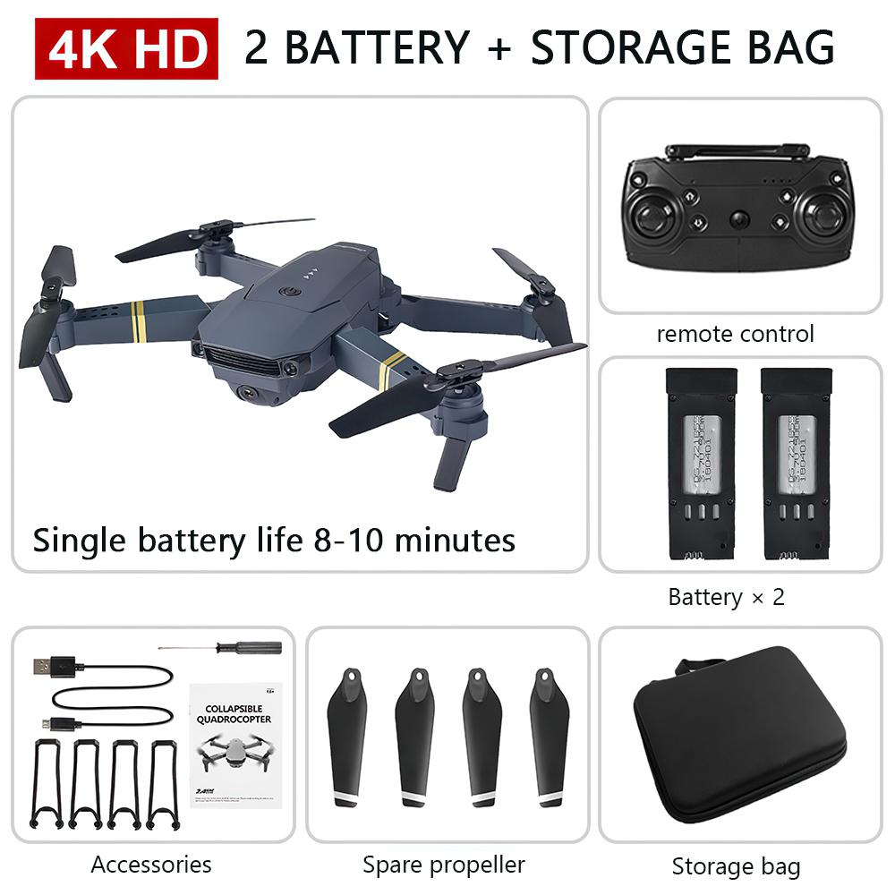 Neue E58 RC Drone Wifi 4K HD Weitwinkel Kamera Luftaufnahmen Flugzeug Hubschrauber Quadcopter Klapp Spielzeug Flugzeug Geschenke single camera 2 battery schwarz