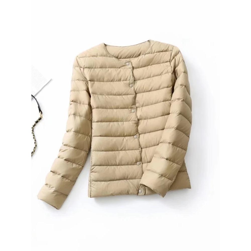 Ultraleichte Daunenjacke für Damen, mattes Gewebe, leichte Jacke, warm, winddicht, Parka, Damen-Daunenjacken plus Mäntel M khaki