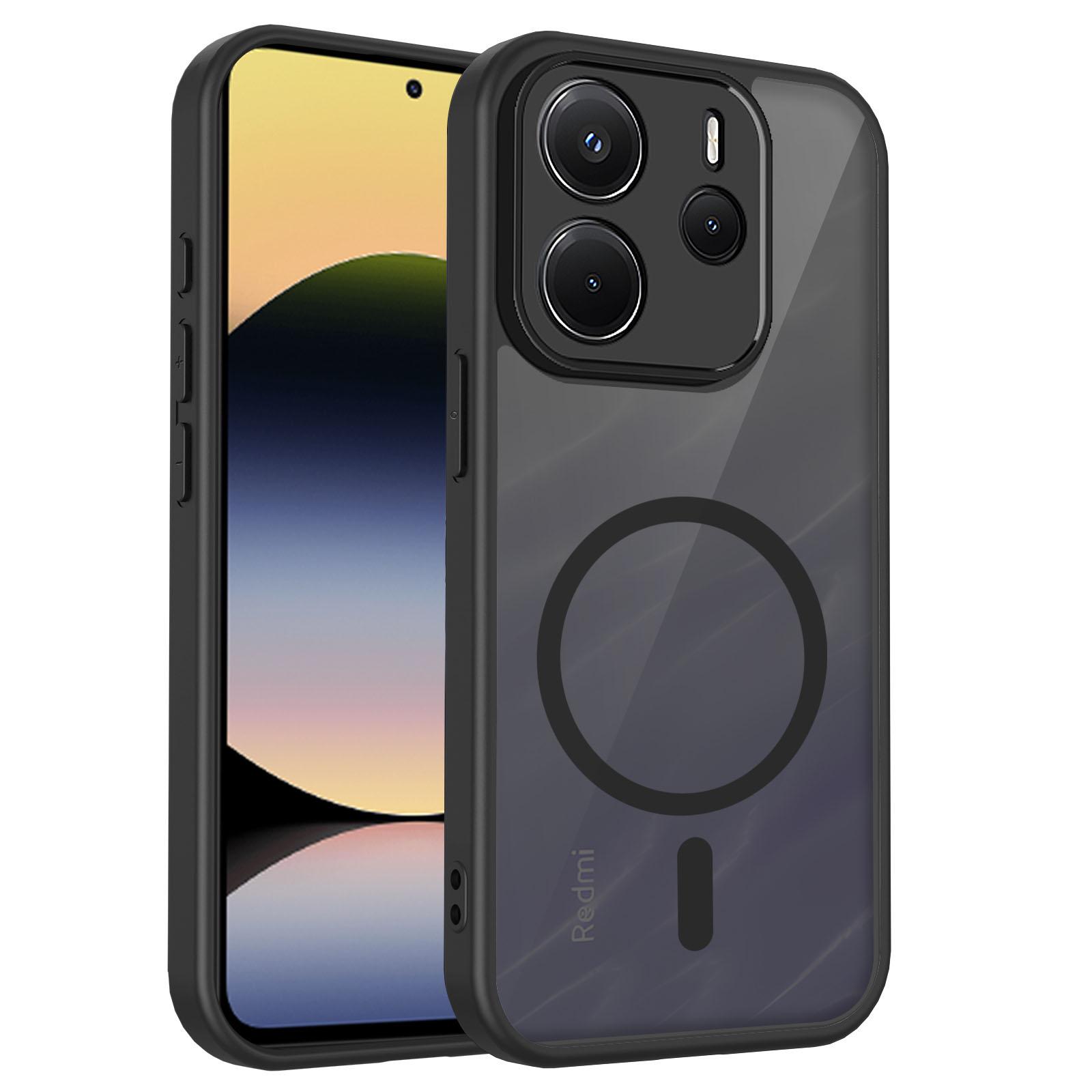 Luxuriöse magnetische Hartschale für Xiaomi Redmi Note 13 14 Pro Plus 5G Matte Handyhülle für Magsafe Wireless Charge Cover HM Note 14S Redmi Note 14 Pro 4G (Global) schwarz
