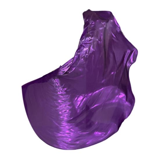 Tanzflagge mit ausziehbarem Stock, halbkreisförmige Form, leuchtende Farbe, glänzende Oberfläche, Performance-Kostüme, Requisiten, Zubehör, Lobflagge violett