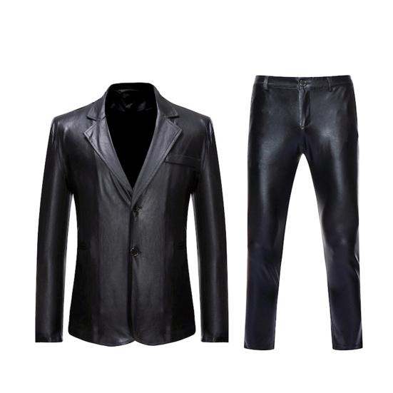 2 Teile/satz Männer Anzug Mantel Hosen Set Revers Langarm Einreiher Anzug Jacke Lange Hosen Set Goldene Prägung Business Anzug XL schwarz