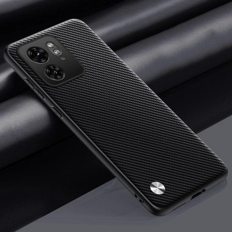 Luxuriöse Rückseite aus PU-Leder für Motorola Moto Edge 40 Neo, mattes TPU, weiches Silikon, stoßfest, Schutz-Telefonhülle für Motorola Edge 40 5G For Moto Edge 40 Neo matte schwarze