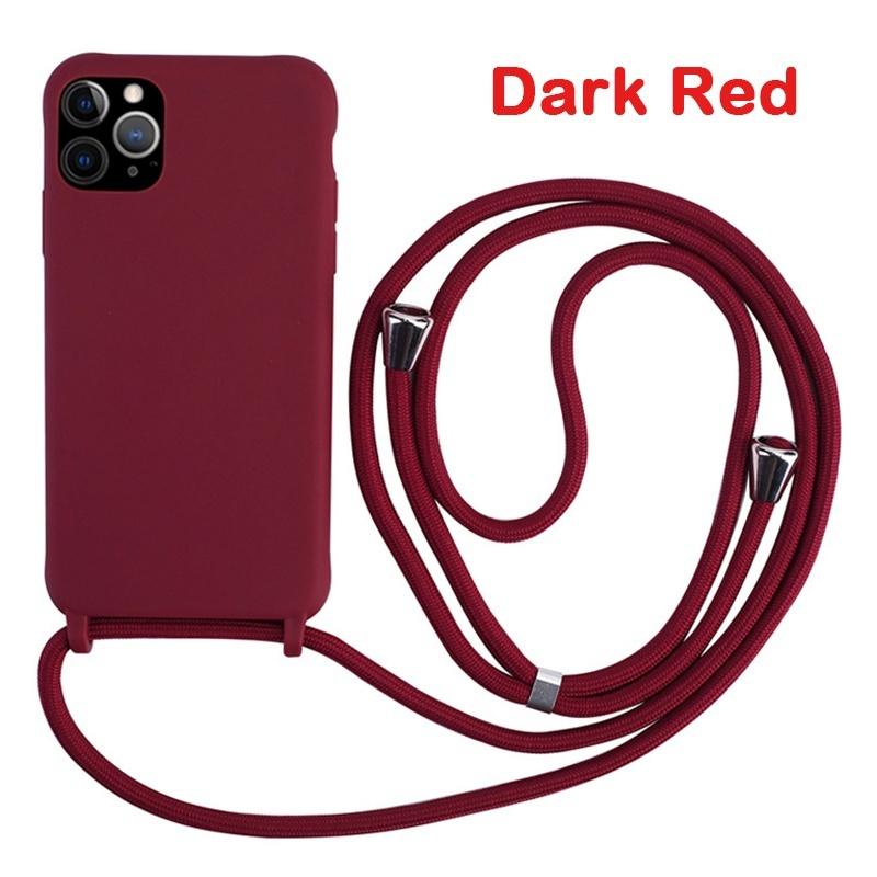 Crossbody-Lanyard-Silikonhülle für iPhone 16 15 14 13 12 11 Pro Max XSMAX XR 8 7 Samsung S25 S24 S23 S22 S21 Ultra Plus S21FE A15 A55 A16 A53 A14 A54 Samsung S21 dunkelrote