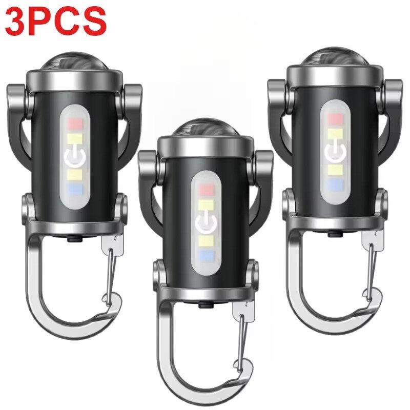 COB LED Mini Schlüsselanhänger Taschenlampe USB Wiederaufladbar Tragbare Taschenlampe Schlüsselanhänger Licht Camping Taschenlampe Lampe Für Outdoor Camping Angeln Wandern 3PCS