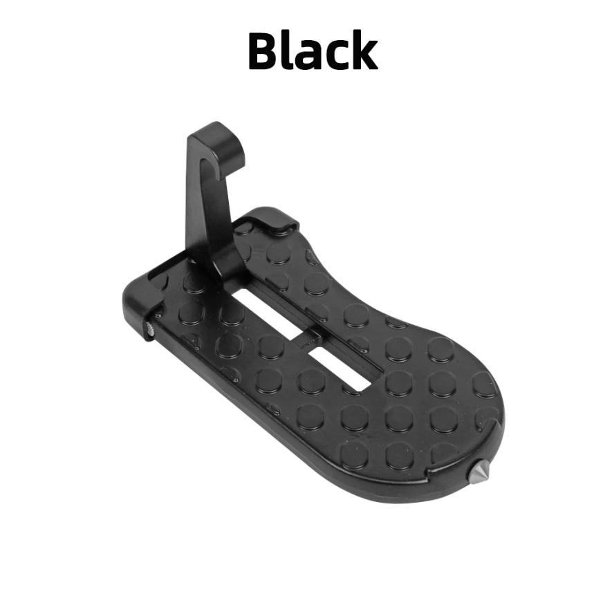 Faltbare Auto-Dachträger-Stufe, Auto-Tür-Stufe, Universal-Verriegelungshaken, Hilfs-Walking-Auto-Fußpedal, Sicherheitshammer aus Aluminiumlegierung schwarz
