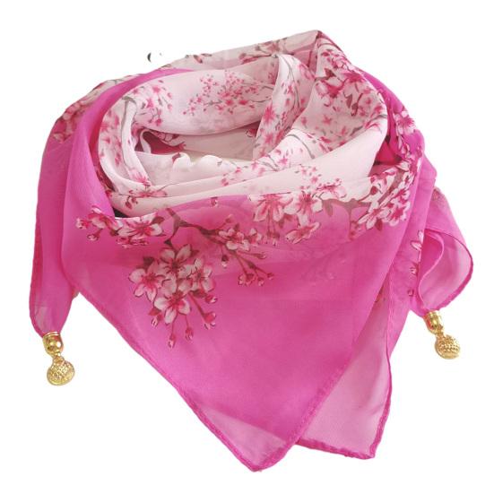 Damen Schal Pflanzen Blumenmuster Magnetische Metallschnalle Glatte Textur Schal Sonnenschutz Windschutz Kopftuch Strand Reise Zubehör