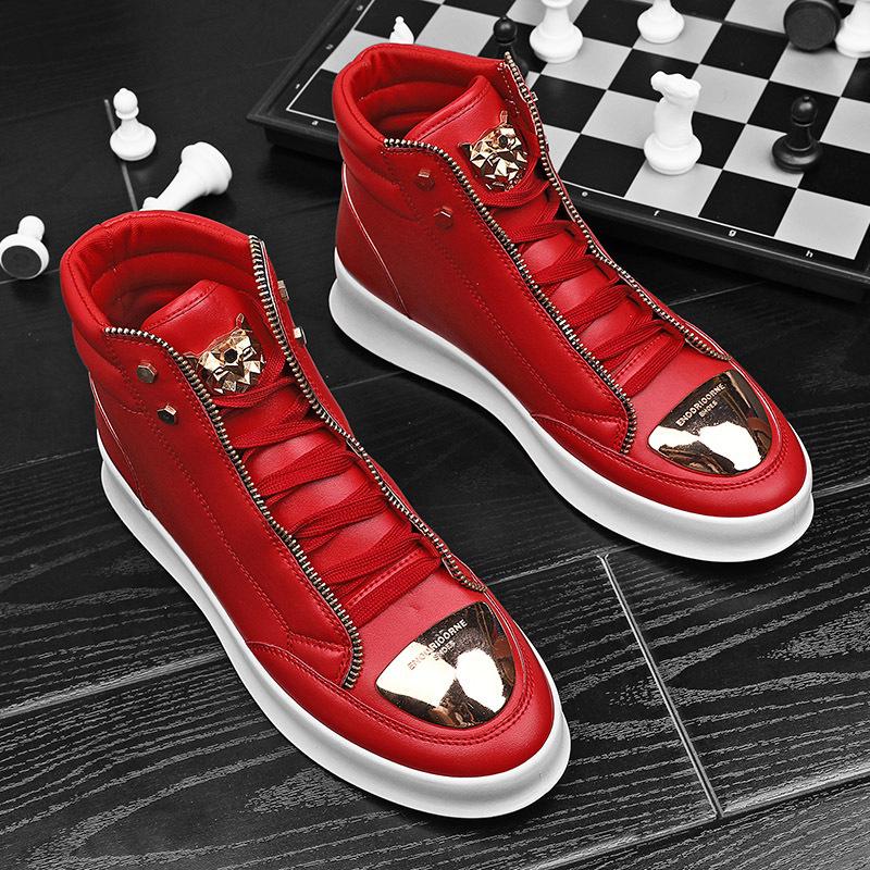 Mode Männer Stiefeletten High-cut Turnschuhe Basketball Schuhe Tiger Leopard Plattform Skate Sport Training Schuhe Casual Schuhe für männer 40 rot