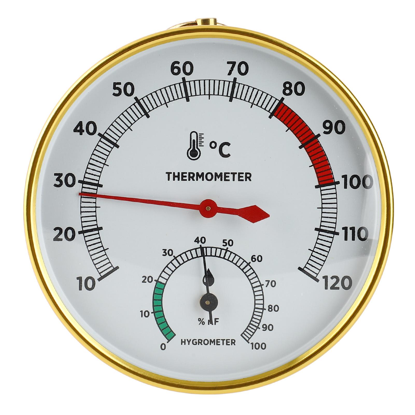 Sauna-Temperaturmessgerät, Hygrometer, 10 bis 120 Grad Celsius, Wandmontage, Aluminium, 2-in-1-Sauna-Hygrothermograph