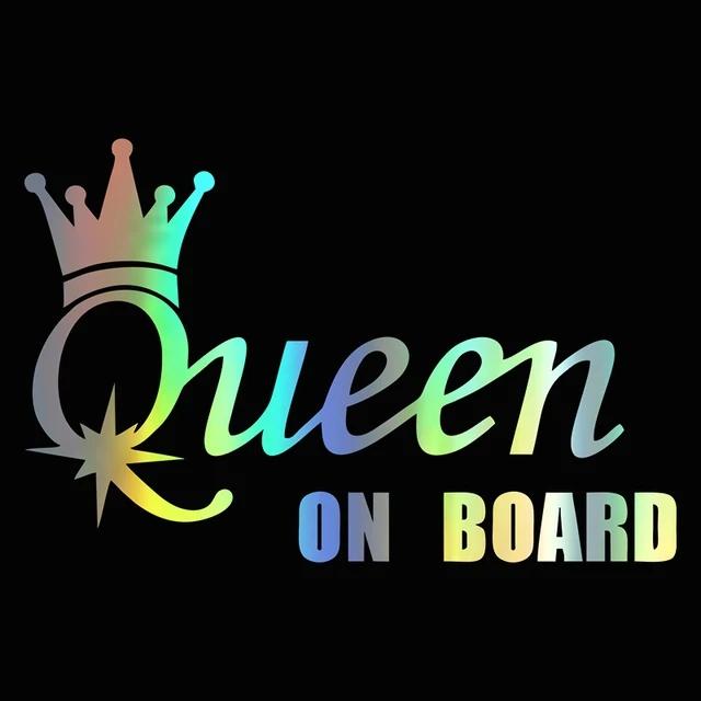 Queen on Board Aufkleber auf dem Auto, Vinyl-Aufkleber, wasserfest, Dekoration, Autoaufkleber 20x13cm bunt
