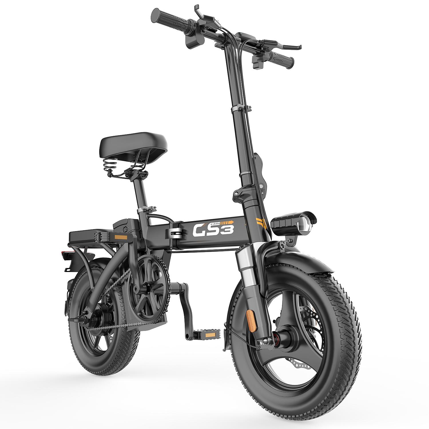 TOOFLY GS3 Elektrisches Fahrrad für Erwachsene 25 km/h 250W Motor 48V15Ah Akku Stadtrad E-Bike 14'' Reifen Faltbar Elektrisches Fahrrad für Erwachsene GS3 250W schwarz