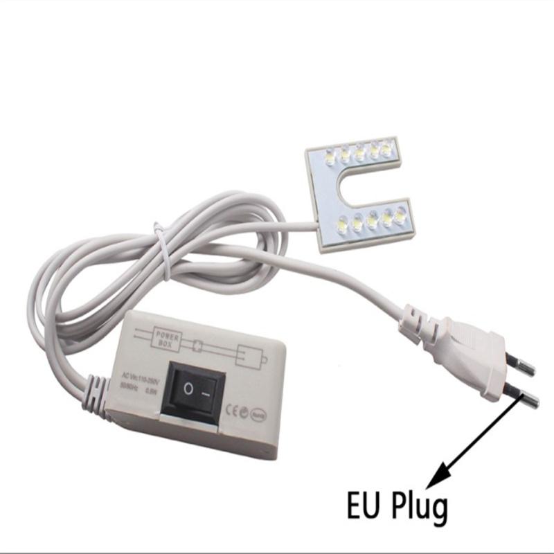 10LED U-förmiges LED-Nähmaschinenlicht mit Magnetfuß für Nähmaschine 110-250V EU/US-Stecker