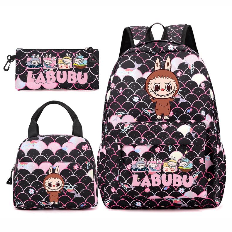 3 Stück/Set Rucksack für Mädchen Schule Teenager Student Rucksack Damen Rucksack mit Lunchtaschen Federmäppchen Fischschuppen-Stil Taschen