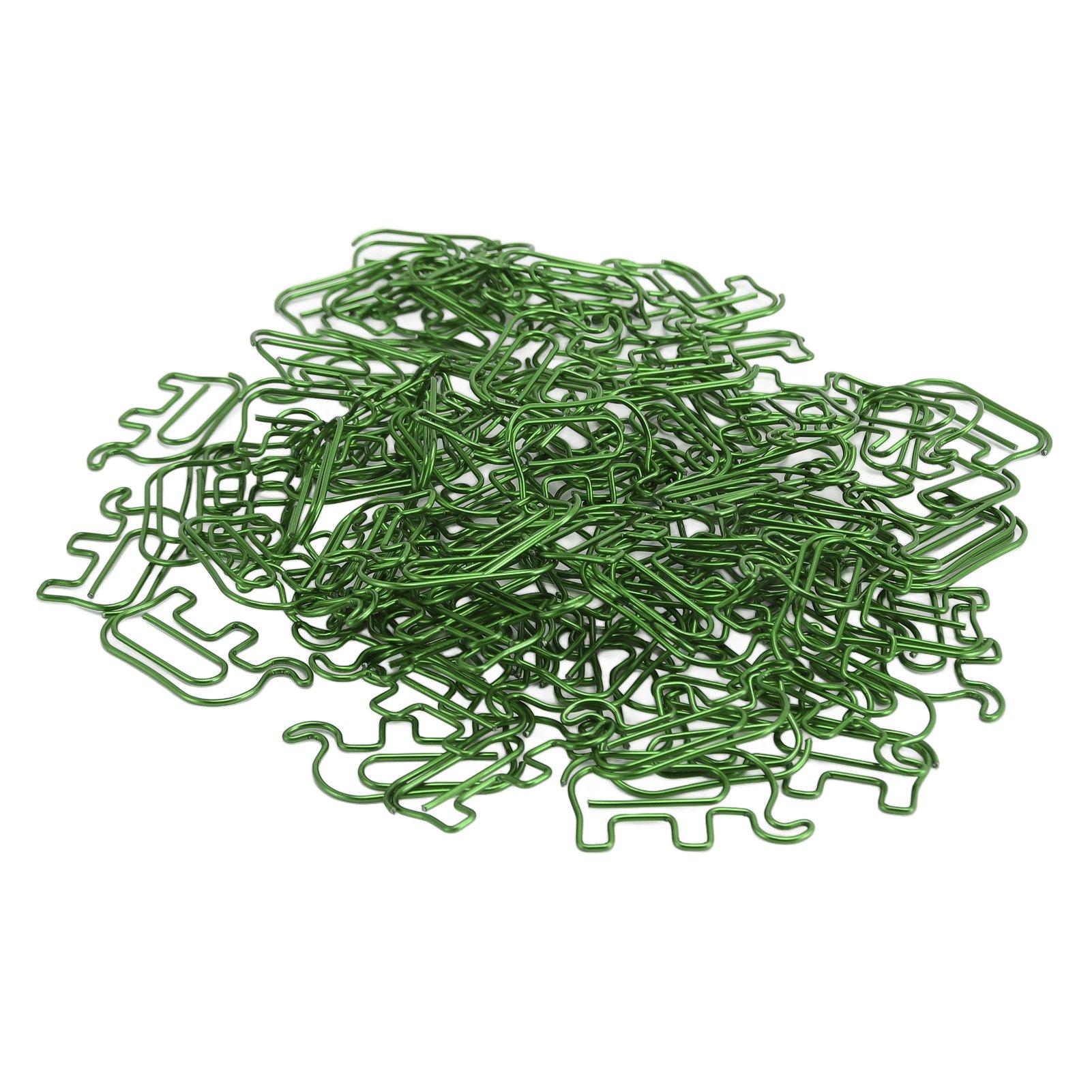 100 Stück Büroklammern, niedliche Büroklammern in Elefantenform, Edelstahl, mit Aufbewahrungsbox für Fotos grün