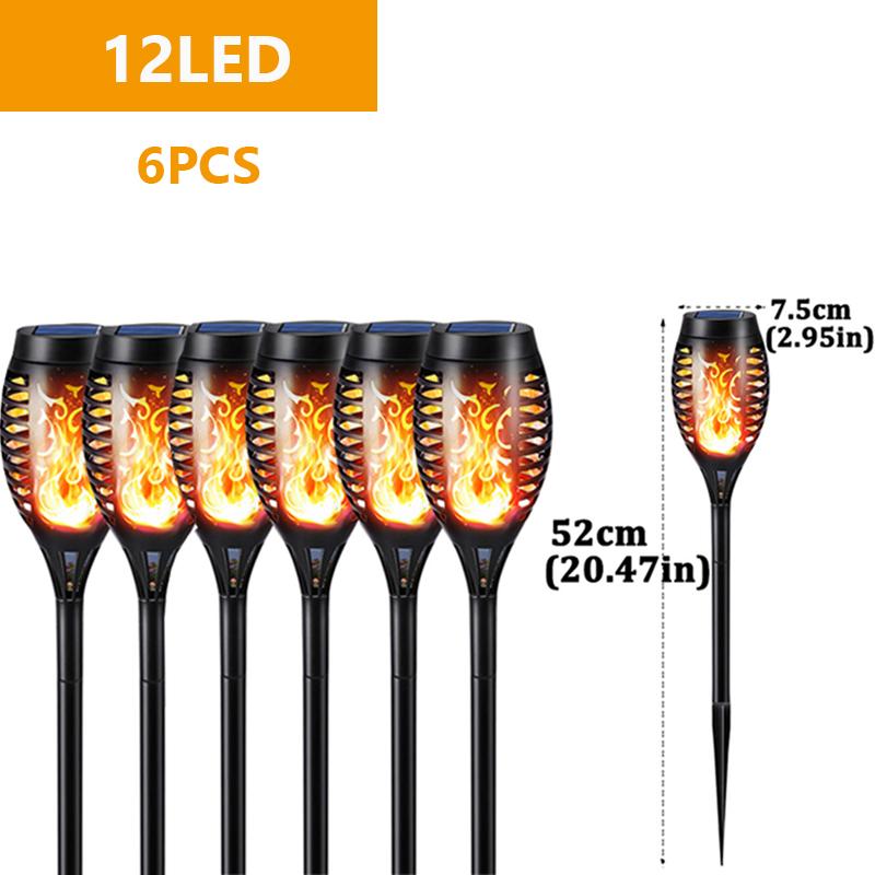 12/96 LED-Solar-Landschaftsbeleuchtung für den Außenbereich, lichtempfindliche Beleuchtung im Innenhof, Atmosphäre im Innenhofgarten, Flammenlicht, Weihnachtsdekoration 6PC 12LED