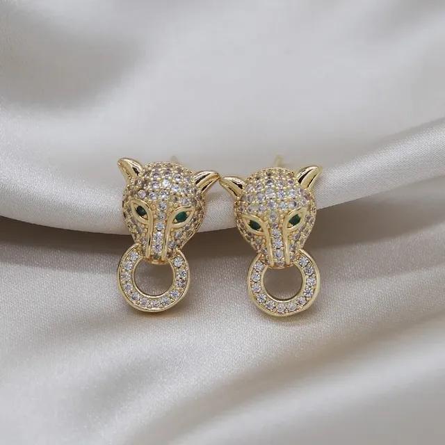 Modeschmuck Exquisite Kupfer Set Zirkon Bunte Tier Leopard Ohrringe Luxus Damen Gala Party Ohrringe