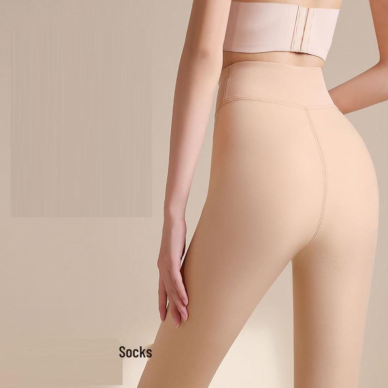 Superdicke fleecegefütterte Strumpfhose mit Steg in Nude-Optik - Damen Herbst/Winter Basisschicht Strumpfhose (400g) Short [145-158 cm]